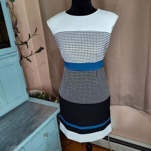 Studio One New York Dress Womens 4P Colorblock Sleeveless Sheath Career Office